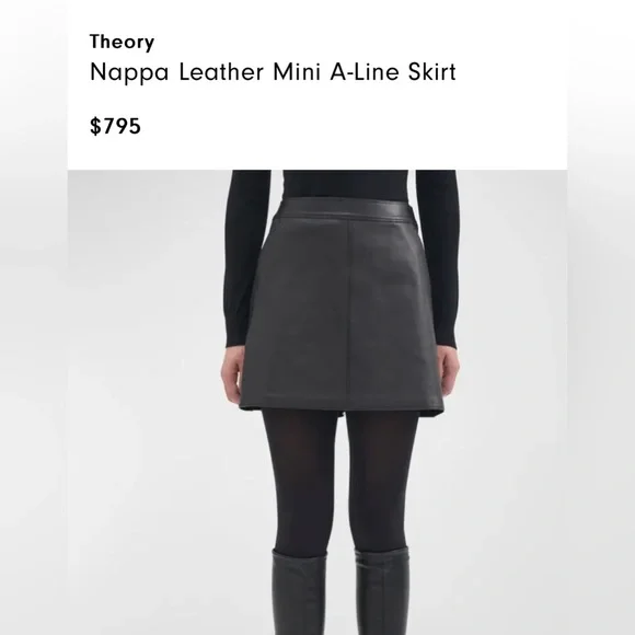 NWT Theory Leather Mini A-Line Skirt